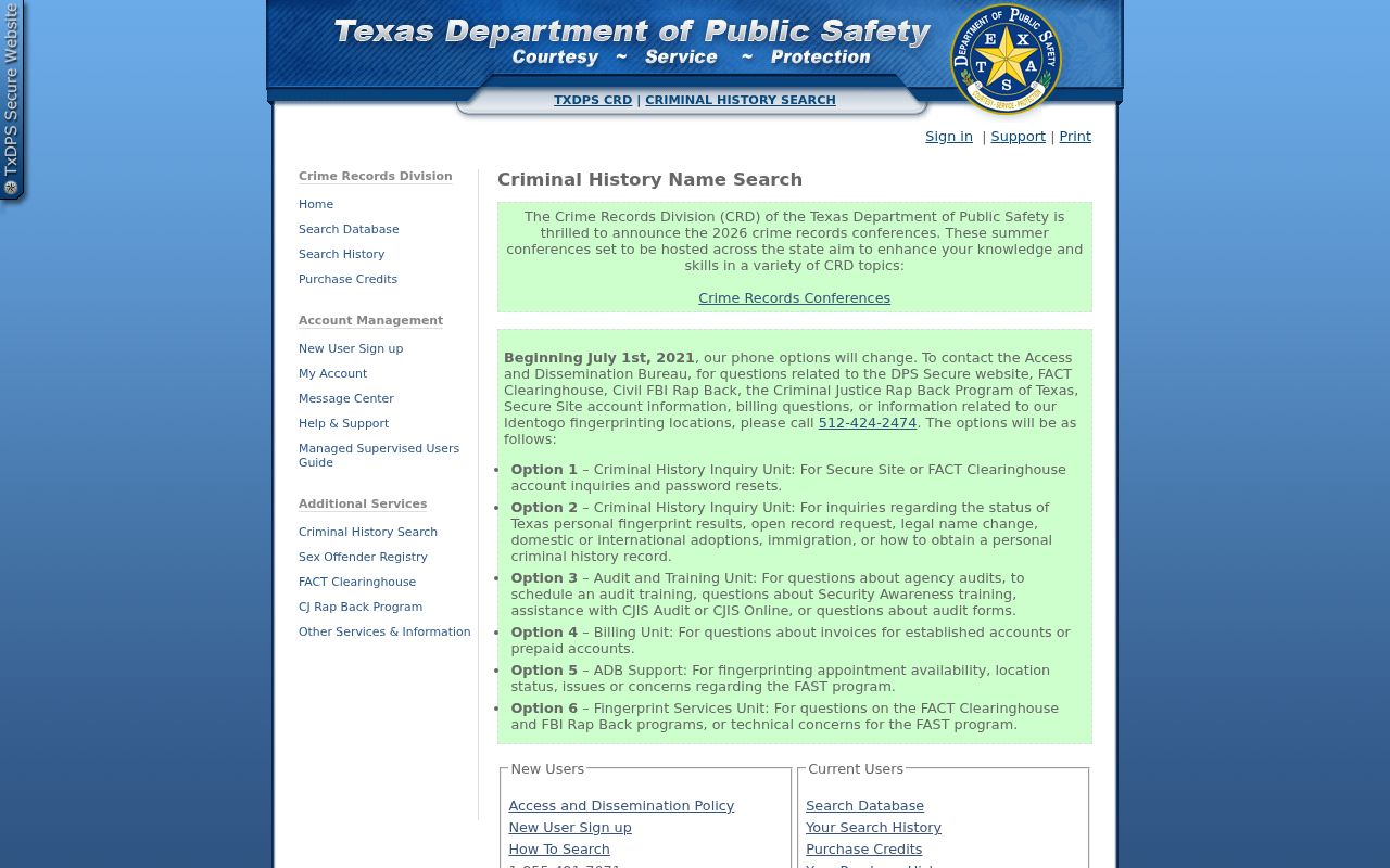 Texas DPS Lamb County criminal history search