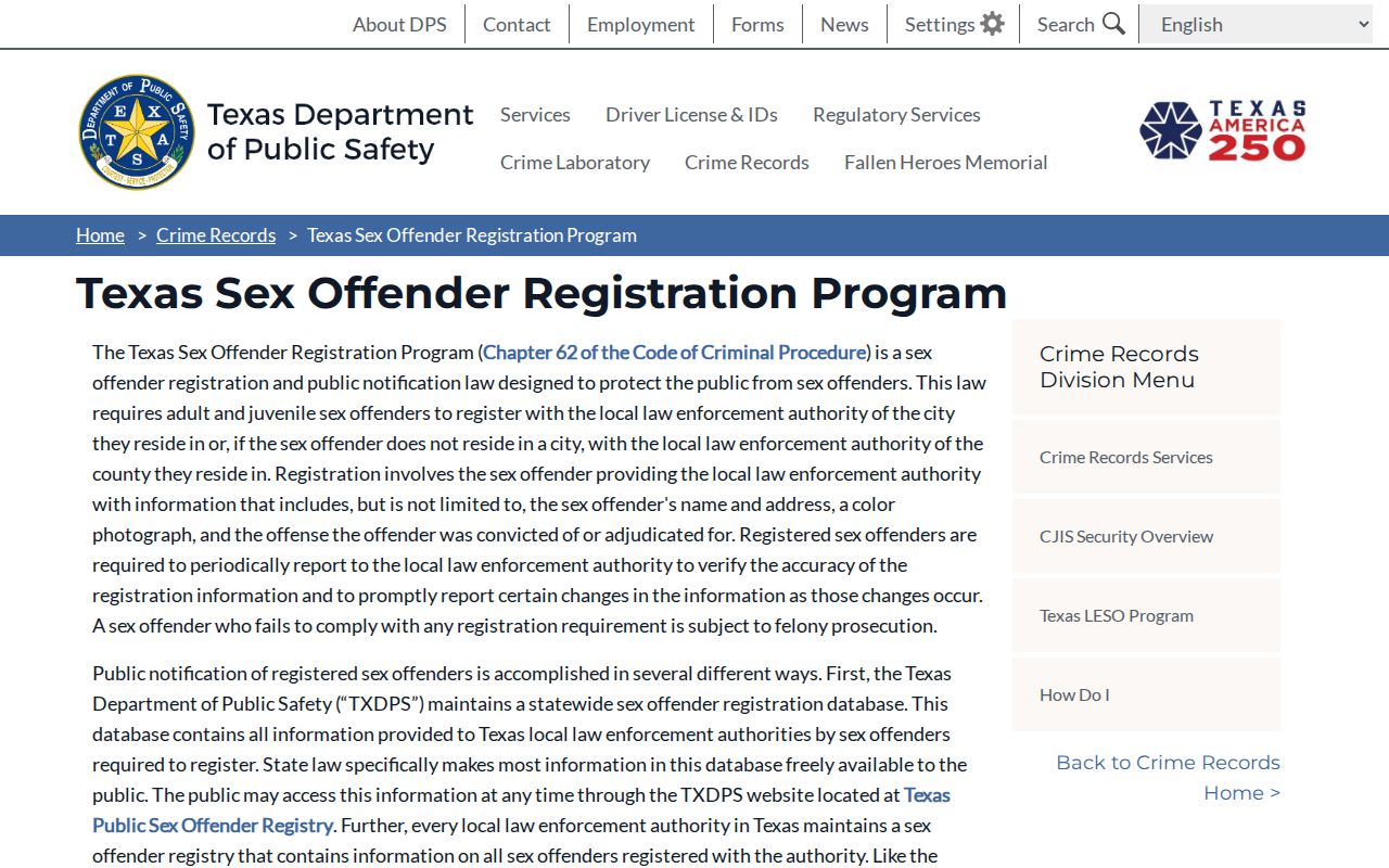 Lamb County sex offender search DPS community notification program